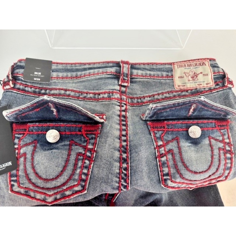 TRUE RELIGION Women's Billie Super T Mid Rise Straight Flap Denim Jeans Size 29 - Picture 4 of 8